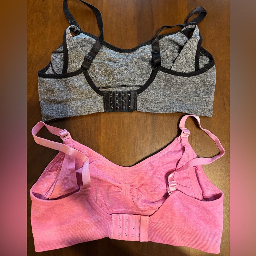 Set of 2 Gray and Pink Women's Nursing Bras